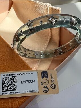 Louis Vuitton LV Sparks Bangle Bracelet- Light Blue/Silver M1700M
